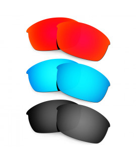 HKUCO Red+Blue+Black Polarized Replacement Lenses for Oakley Flak Jacket Sunglasses
